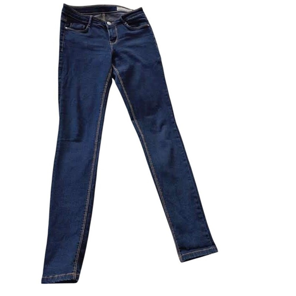 VTG Zara TRF UK 2000s Dark Wash Denim Skinny Jeans 26x32T Indigo‎ Blue Pristine